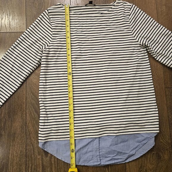 💥$5 ADD ON J. Crew Women’s Mercantile Cuffed Striped Boatneck Cotton Top Size S - Picture 8 of 10